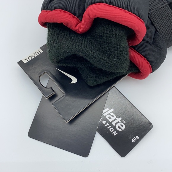 BOYS NIKE THINSULATE INSULATION GLOVES YOUTH RED BLACK - Picture 11 of 13